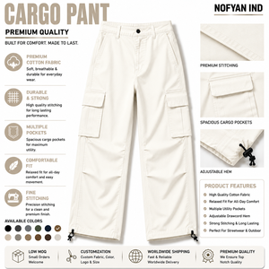 Fabricante de Pantalones Cargo Personalizados OEM, Pantalones Cargo de Pierna Ancha de Algodón, Ropa Urbana de Marca Privada para Hombres y Mujeres - Product Image 1