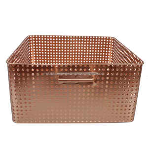 Paniers en métal de gravure or Paniers de rangement en métal ajouré Paniers de conception découpés Paniers de placage de cuivre Cuisine et table - Product Image 1