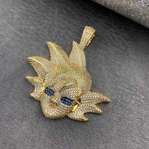 Pendentif Breloque Style Hip Hop avec Diamant Moissanite Rond Brillant de Qualité Supérieure, Motif Avatar de Dessin Animé, Sertissage à Griffes Micro-encastré par un Troisième Partie - Product Image 1