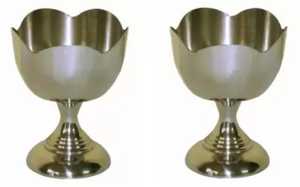 Bol à glace en acier inoxydable, coupe à dessert ronde en métal sur pied, plat de service pour sundae avec cuillère, idéal pour la restauration et la table de café - Product Image 2
