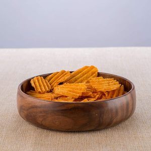 Bol de service en bois fait main pour les collations et les fruits, design minimaliste, artisanat en bois, idéal pour les fêtes - Product Image 3