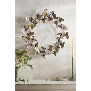 Couronne murale papillon 3D en métal faite à la main, ornement suspendu en fer forgé de luxe pour la décoration intérieure, mariage, jardin, sculpture murale - Product Image 1