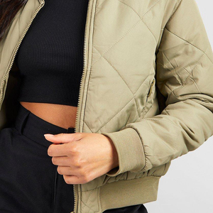 <b>Women</b> <b>Lightweight</b> Padded Bomber Jacket Casual Winter Fashion <b>Coat</b> Custom OEM Wholesale Manufacturer - Product Image 6