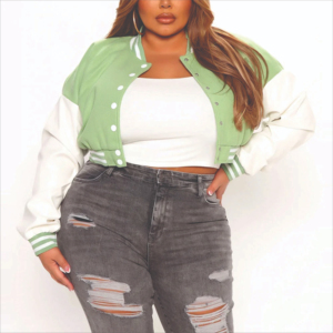 Fully Custom Design Women Cropped Varsity Jackets Wholesale Baseball Letterman Jackets Crop Top Bomber Varisty Jackets - Product Image 6