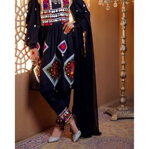 Afghan Kuchi Dress Traditional Handmade Embroidered Cultural <b>Mirror</b> Work Flowing Ethnic Gown Design Afghan Kuchi Dress Adults - Product Image 6