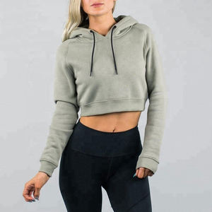 Sudadera con capucha corta para mujer, moderna y a la moda, top corto con capucha para damas, tela suave, manga larga, informal, para calle, gimnasio - Product Image 4