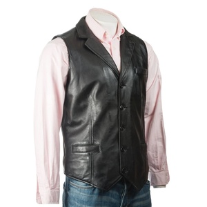 Chaleco de Piel de Cordero Premium para Hombre, Chaqueta sin Mangas Ligera con Botones de Cuerno para Invierno, para Moda y Equitación - Product Image 5