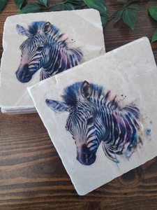 Posavasos de Mármol con Diseño de Zebra Safari, Decoración Rústica con Arte Animal, Elegantes Posavasos de Piedra para Mesa - Product Image 4