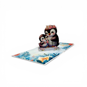 Tarjeta Pop-Up de Pingüino para el Día de la Madre, Artesanía en Papel de Vietnam, para Expresar Amor como Regalo, Más Vendida y en Tendencia - Product Image 1