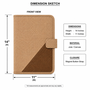 AMANI Jute <b>Portfolio</b> Case 14x11 Inches with Magnet Closure Business <b>Folder</b> - Product Image 2