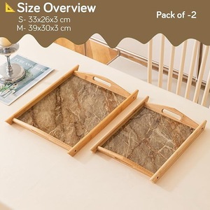 Bandeja de Servir Ecológica de Bambú con Decoración de Incrustaciones de Mármol |   Bandeja de Desayuno de Madera Natural con Asas - Product Image 5