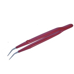 Pince à épiler incurvée en acier inoxydable, coupe baguette conique, isolée, pour la fabrication de bijoux DIY - Product Image 1