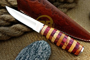 Couteau de chasse à lame fixe en acier carbone fait main de qualité supérieure, manche en bois, étui en cuir, couteau de camping en plein air, OEM/ODM, logo personnalisé DIY - Product Image 3