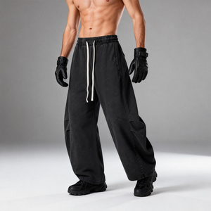 Custom Men's Casual <b>Jogger</b> Pants & Trousers Manufacturer <b>Oversized</b> Baggy Black Heavy Cotton Wide Leg Sweatpants for Men Casual - Product Image 1