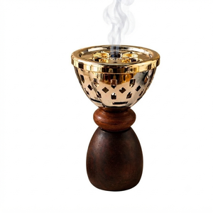 Elegant <b>Silver</b> Metal Incense <b>Burner</b> Featuring A Cutout Metal Base Wooden Accents And Gentle Rising Fragrance Smoke & Decoartion - Product Image 5