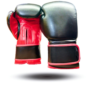 Guantes de Boxeo de Cuero Rojos y Negros con Cierre de Velcro para Entrenamiento de Adultos Unisex - Product Image 1