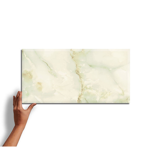 Azulejo de Pared Cerámico Verde Ónix Brillante con Efecto Nube 300x600mm Aspecto Mármol 30x60cm para Baño Cocina Revestimiento Interior Calidad Exportación - Product Image 1