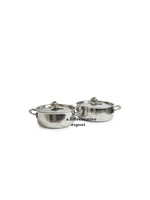 Set Casserole Perak Stainless Steel Royal Serveware dengan Tutup Bermotif Bunga, Aman untuk Makanan, Set Peralatan Makan, Set Panci Masak