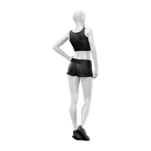 Customized Women's 2 Piece Yoga Set Scoop Neck <b>Crop</b> <b>Top</b> High Waist Shorts 100% Polyester Breathable Fabric Solid Printed Set - Product Image 2