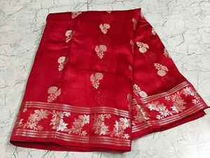 Sari de Seda Pura Monga Banarasi Meenakari Buta Suave con Pallu de Diseño Exquisito y Borde Decorativo, Ideal para Fiestas Tradicionales, Protección Solar y de Secado Rápido - Product Image 4