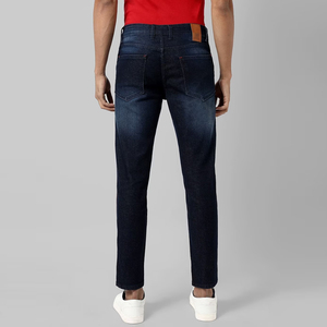 WARPRO INDUSTRY Jean en toile bleu foncé pour homme, taille mi-haute, coupe droite, décontracté, en coton lavé, séchage rapide, respirant, écologique - Product Image 2