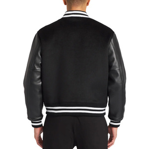 Design Your Own High Quality Discharge Printed Slim Leather <b>Fleece</b> Letterman Winter <b>Jacket</b> Streetwear for Men - Product Image 3