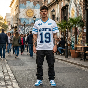Camiseta de Fútbol de Argentina, Sublimada, Corte Regular, Unisex, Blanca y Azul, 100% Poliéster, Malla Transpirable, Manga Corta, Cuello en V, para Verano - Product Image 4