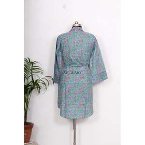 Camisón Kimono Bohemio de Algodón para Mujer, Estilo Indio, Largo Medio, con Cinturón y Botones Decorativos, Ajuste Holgado y Dulce - Product Image 6