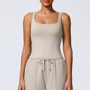 Camiseta sin mangas acanalada de verano para mujer, cuello redondo, ajustada, elástica, talla grande - Product Image 4
