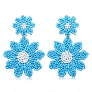 Boucles d'oreilles pendantes en perles de rocaille jaunes de qualité supérieure pour femmes, bijoux fantaisie faits main tendance à prix bas - Product Image 1