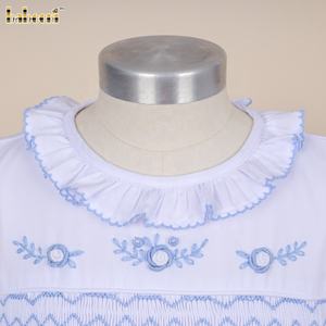 <b>Girls</b> White Smocked <b>Dress</b> with Embroidered Details Autumn Children's <b>Dress</b>-ODM OEM Wholesale DR4426 - Product Image 6