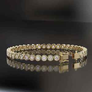 Bracelet tennis en argent sterling serti de pierres rondes brillantes, bijoux fins de luxe, chaîne pour femme - Product Image 2