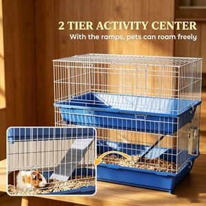 Gabbia di Lusso XL per Animali Domestici, per Criceti e Pappagalli, con Motivo Personalizzato, in Ferro Zincato, Plastica e Vetro, per Razze di Piccole Dimensioni - Product Image 4