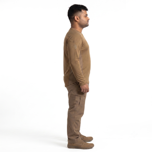 Sous-vêtement thermique de chasse pour homme - 90/10 Polyester Spandex, tricot de performance, motif uni, manches longues, col ras du cou, pour temps chaud, activités de plein air - Product Image 3