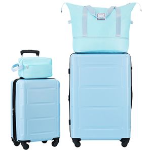 Set di bagagli in ABS leggeri in 2 pezzi con ruote Spinner espansibili con serratura 20 pollici + 28 pollici valigia con ruote - Product Image 1