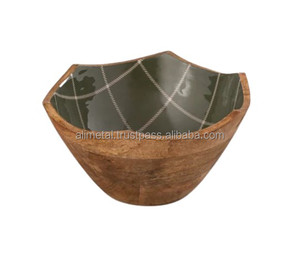 Bol en bois en forme de balle personnalisé Bol à fruits en bois de mangue émaillé pour une utilisation polyvalente et avec la meilleure qualité absolue - Product Image 1