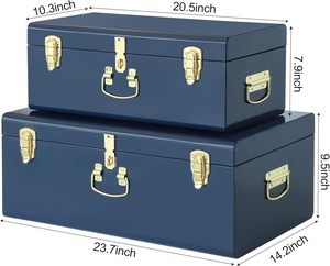 ชุดกล่องเก็บของโลหะสีน้ำเงินกรมท่า 2 ชิ้น กล่องเหล็กตกแต่งพร้อมตัวล็อคสีทอง สำหรับตกแต่งบ้าน สำนักงาน และห้องนั่งเล่น - Product Image 6