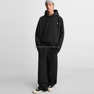 Vente en gros 400 Gsm sweat à capuche en coton épais pour hommes logo brodé personnalisé en vrac sweats à capuche surdimensionnés en éponge française sans ficelle hiver - Product Image 1