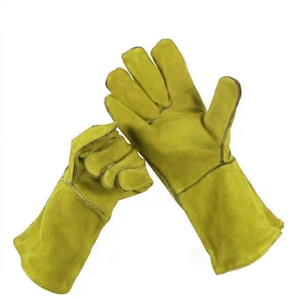 ถุงมือทำงานนิรภัยหนังวัวแท้สีแดงคุณภาพสูง ได้รับการรับรองมาตรฐาน CE  แบบเต็มฝ่ามือ เนื้อเรียบ ทนความร้อน เหมาะสำหรับงานอุตสาหกรรม - Product Image 5