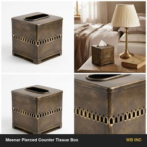 Porta Servilletas de Latón Antiguo de 14 cm, Hecho a Mano, Diseño Perforado Meenar, para Decoración del Hogar y Hoteles, Compatible con Cajas Estándar - Product Image 5