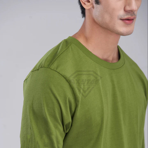 Custom Men Olive Green Blank T Shirt High Quality Heavyweight Cotton Plain Crewneck Oversized <b>Dropshipping</b> Tee Clothing - Product Image 5