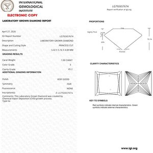 Diamant de laboratoire de 1,00 carat, taille princesse, pureté VS2 - Product Image 3