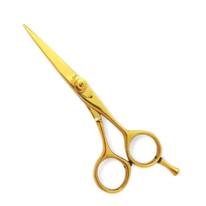 Ciseaux de coiffure professionnels en acier inoxydable, lame tranchante, pour droitiers, manche long, finition dorée, outils de coupe de cheveux - Product Image 2