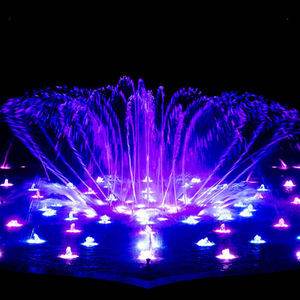 Horticlub – Nouvelle Fontaine d'eau décorative moderne d'extérieur avec lumières LED RGB colorées et musicales pour spectacle aquatique en acier inoxydable - Product Image 4