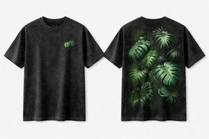 T-shirt personnalisé vintage délavé à imprimé feuilles tropicales en coton, coupe oversize, style streetwear, unisexe, vente en gros OEM - Product Image 4