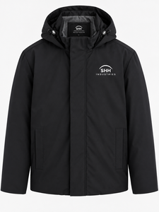 <b>Men</b>’s <b>Black</b> Hooded Shell <b>Jacket</b> Minimalist Waterproof Windbreaker with Storm Flap Pockets Custom Outdoor <b>Rain</b> Coat Wholesale - Product Image 1
