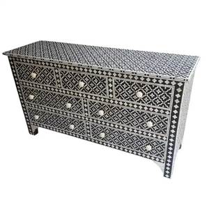 Blue Bone Inlay Modern Solid Mango Wood <b>6</b>-<b>Drawer</b> Eco-Friendly Durable Dresser Handmade Chest Bedroom Living Room Hospitality - Product Image 6