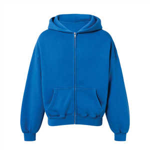 เสื้อฮู้ดซิปผู้ชายแนะนำเป็นอย่างยิ่ง ราคาขายส่ง รับสั่งพิมพ์ลาย ป้องกันการหดตัว ผ้าคอตตอนผสม ปลายแขนเสื้อแบบริบ - Product Image 1