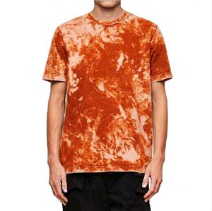 Camiseta de punto informal de manga corta con cuello redondo y estampado tie-dye verde para hombre - Product Image 3
