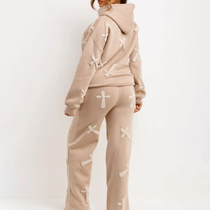 Conjunto de Pantalones y Sudadera con Estampado Personalizado, Chándal de Dos Piezas para Mujer, Sudadera Corta y Pantalones Deportivos de Alta Calidad - Product Image 3